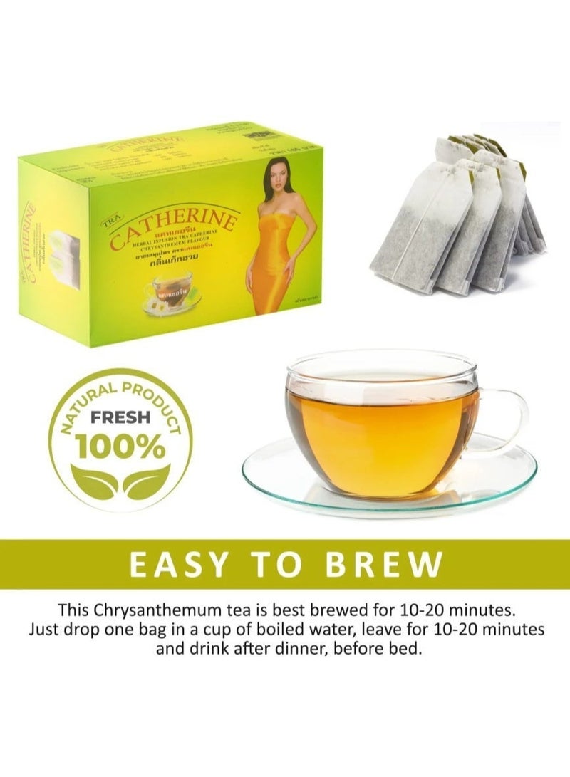 Catherine Herbal Slimming Weight Loss Tea – Chrysanthemum Flavour Detox & Metabolism Support (32 Tea Bags) - Image 4